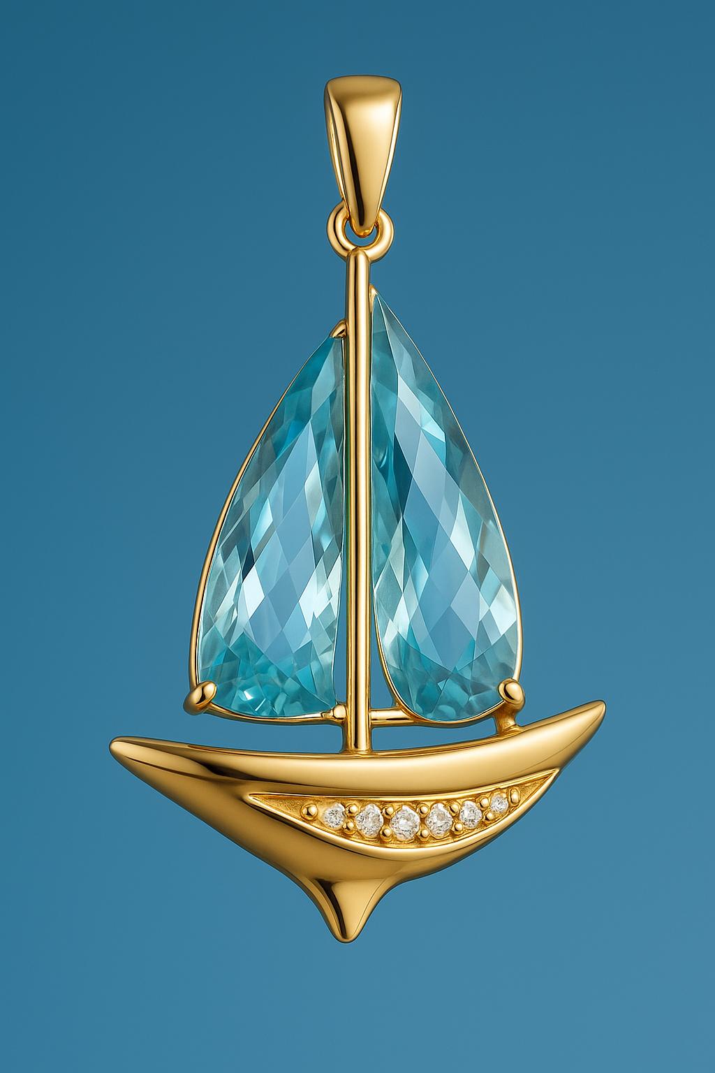 Aquamarine sail boat