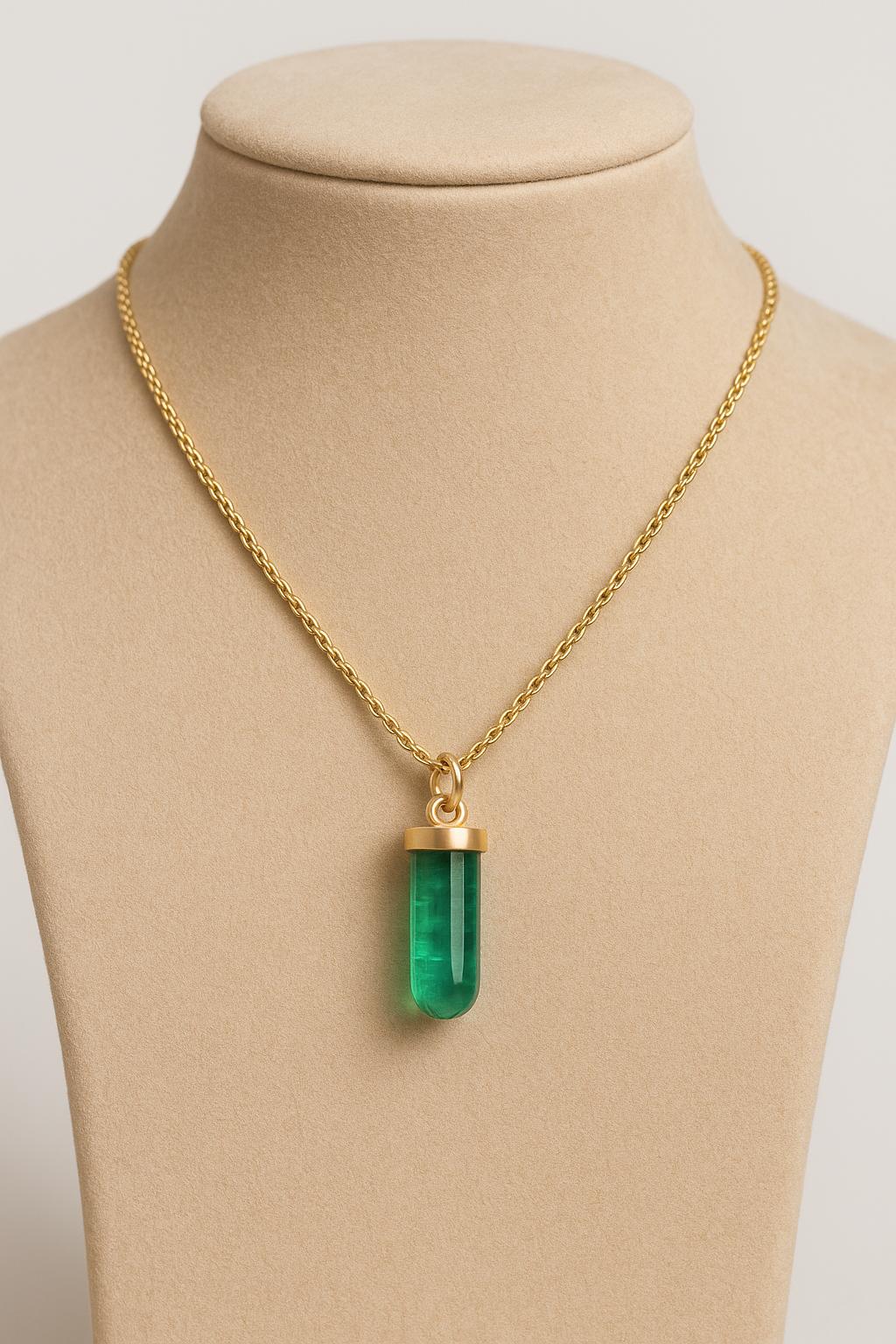 Emerald pencil pendant