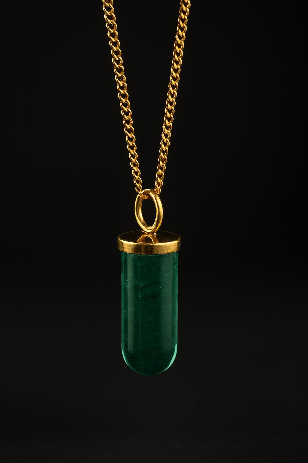 Emerald pencil pendant