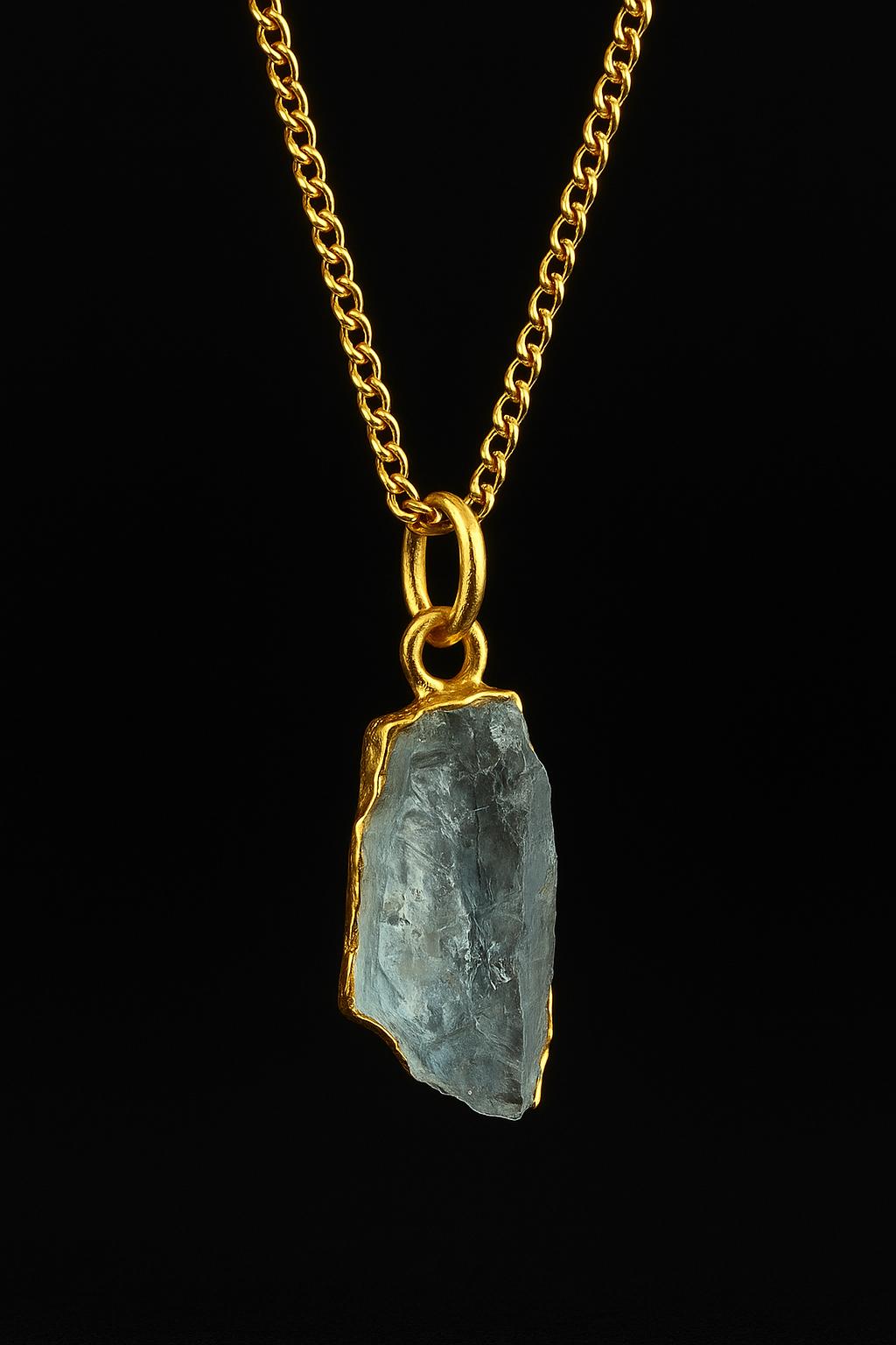 Raw aquamarine pendant