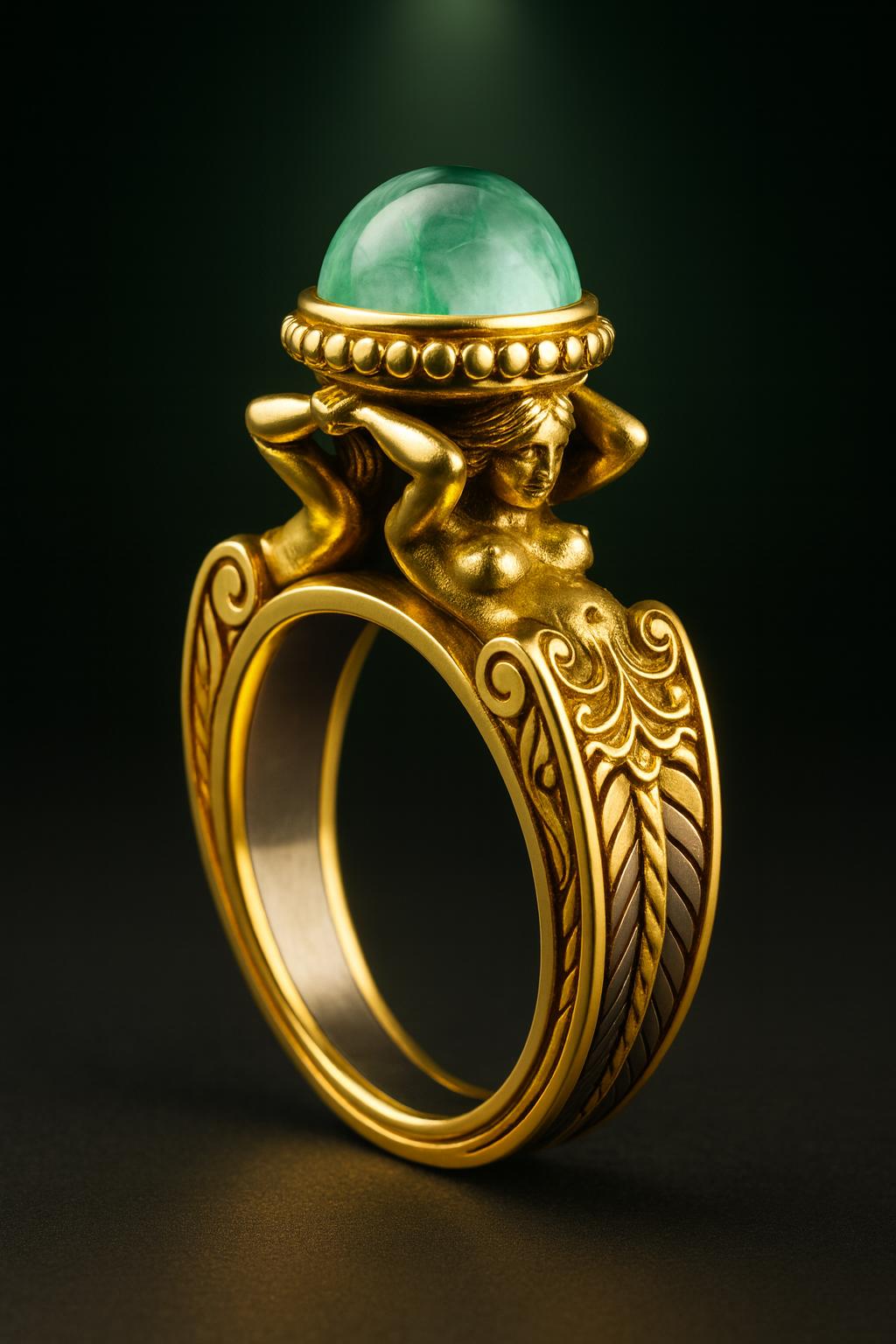 Yellow gold emerald