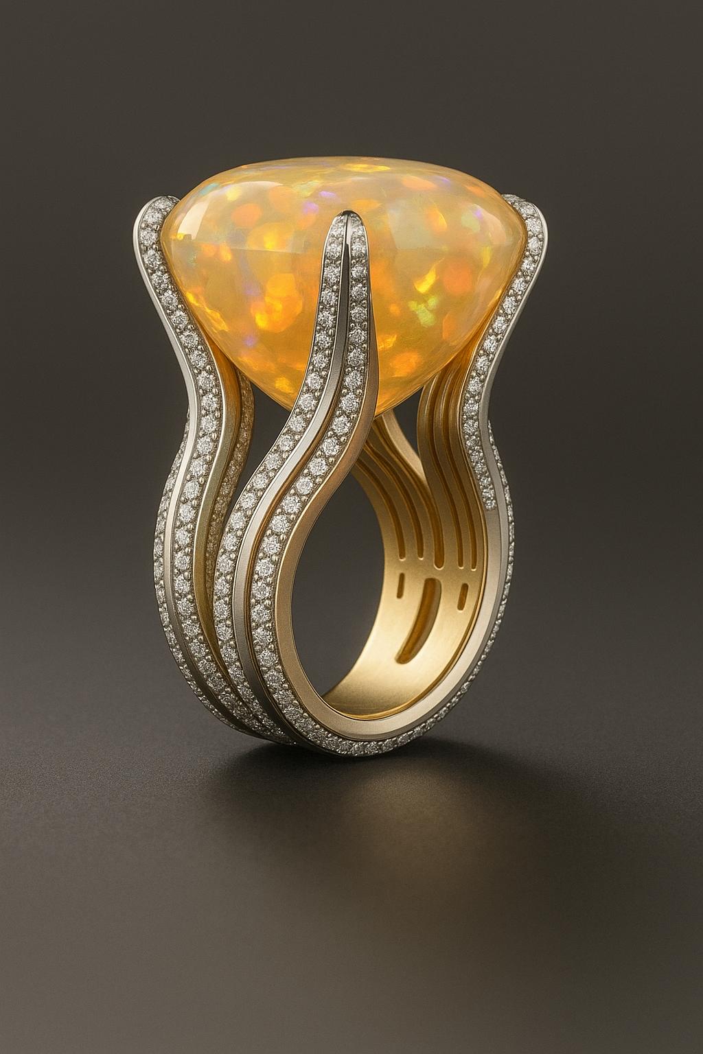 Solitaire opal ring