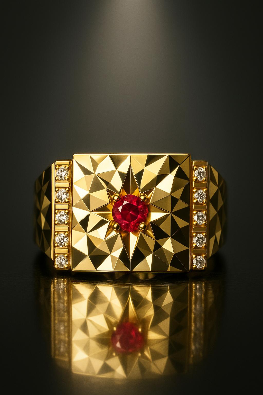Yellow gold origami ring