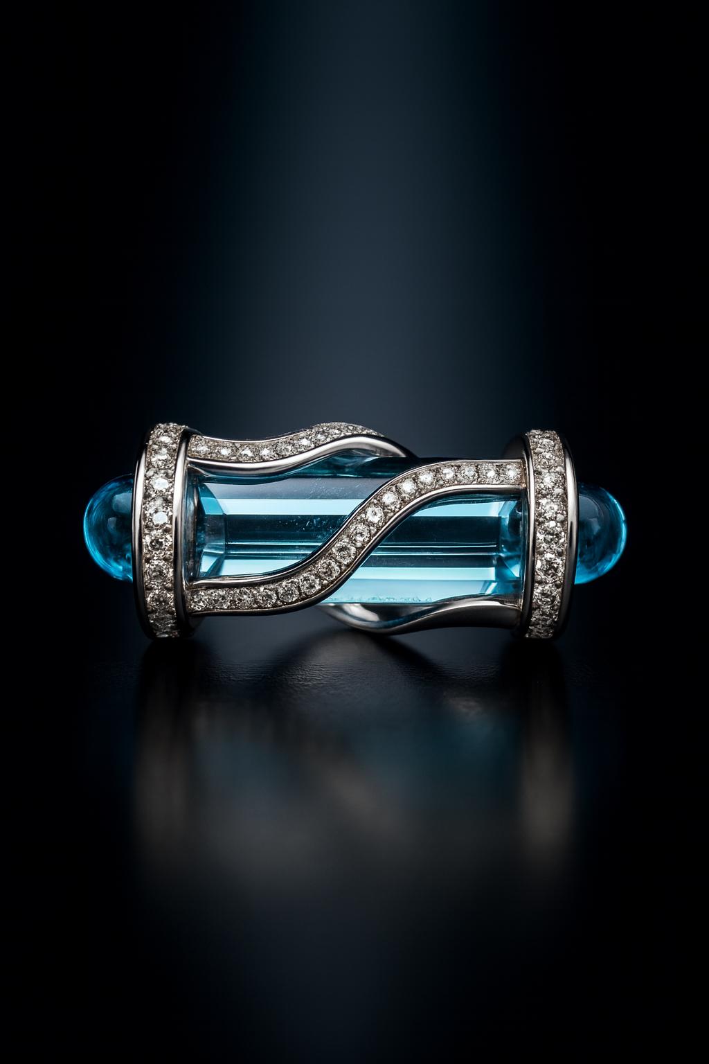 Aquamarine pencil ring