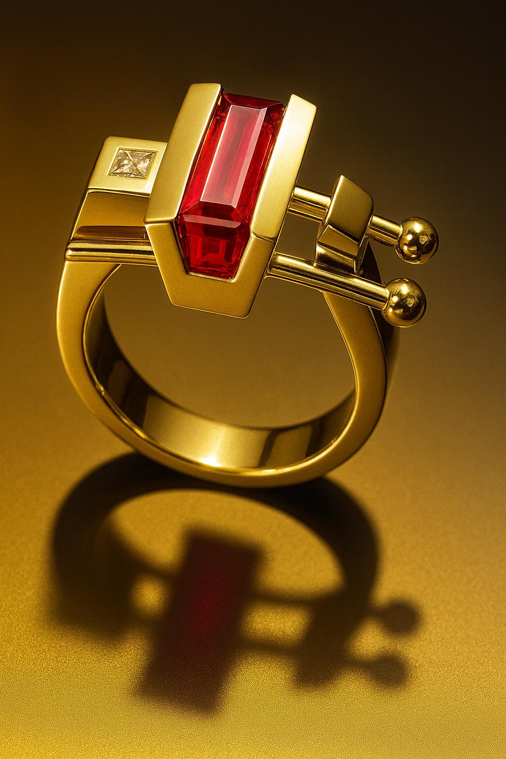 Bar ruby ring