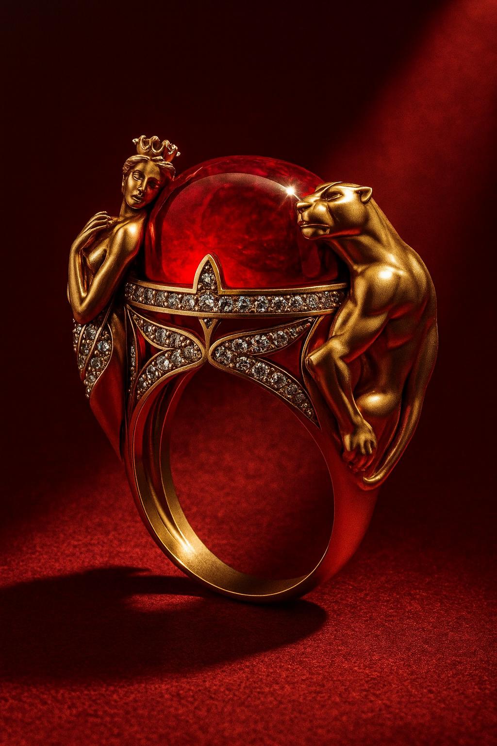 Tiger and lady ring
