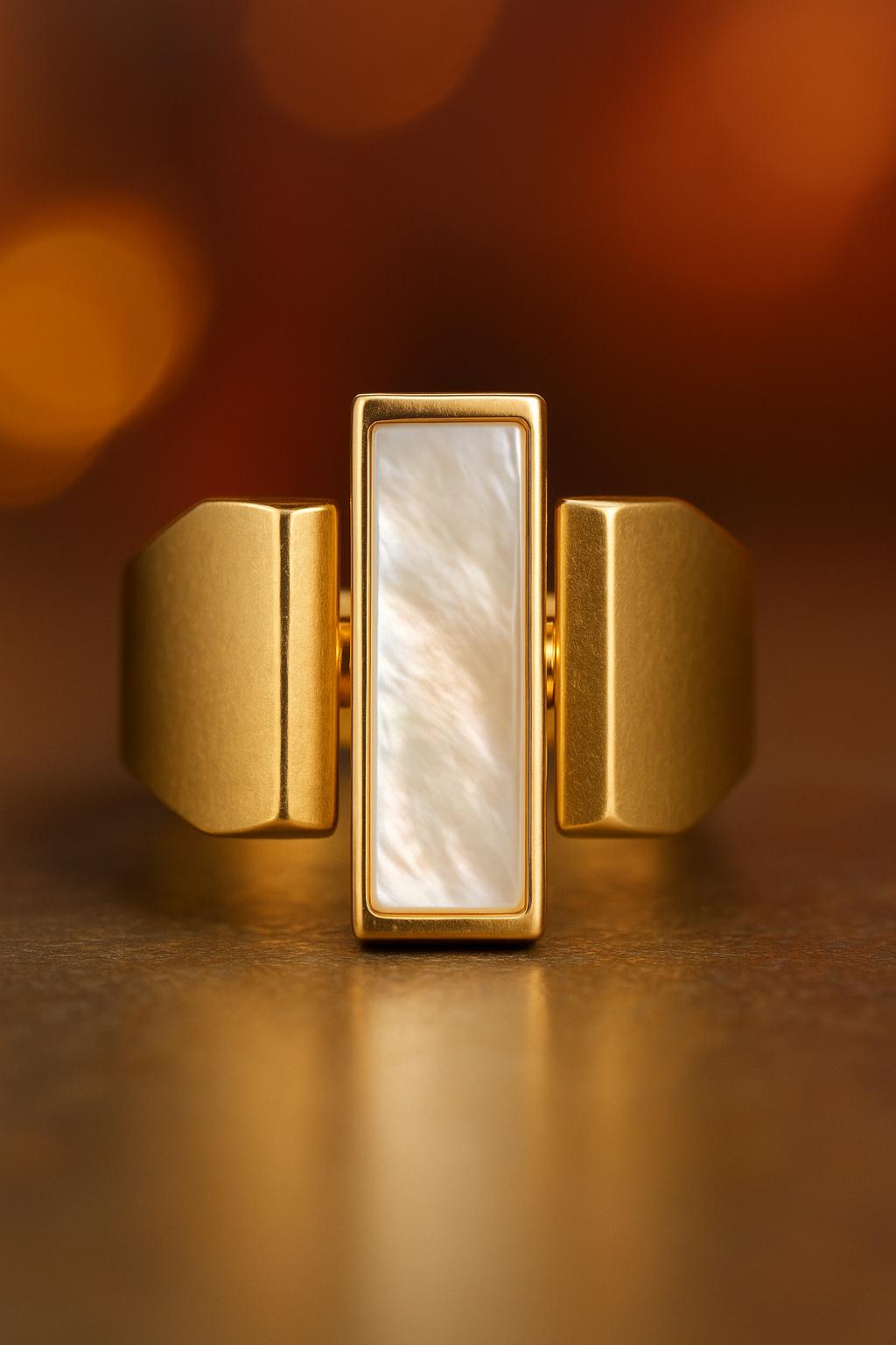 Mother pearl bar ring