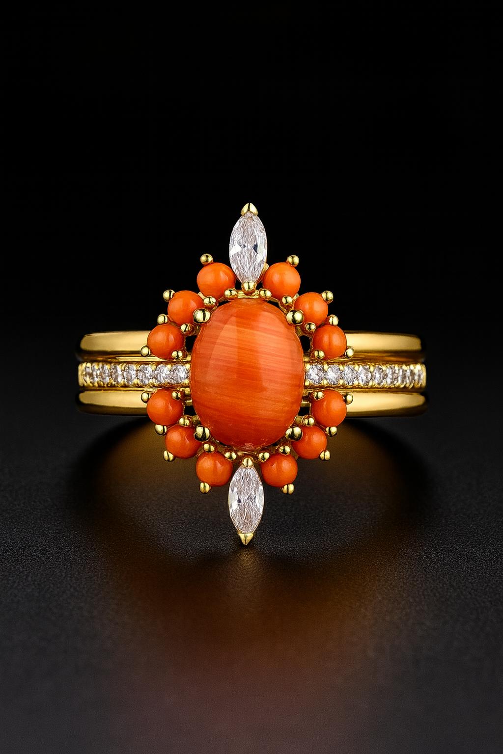 Coral cocktail ring